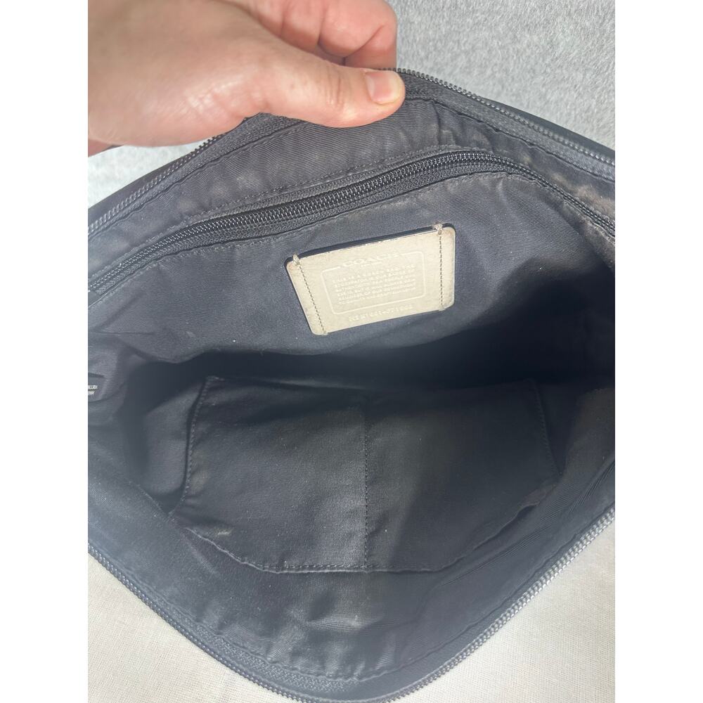 Coach Bike Bag Off White Leather & Black Nylon Messenger Bag Adj. Strap F71968 - Picture 14 of 16